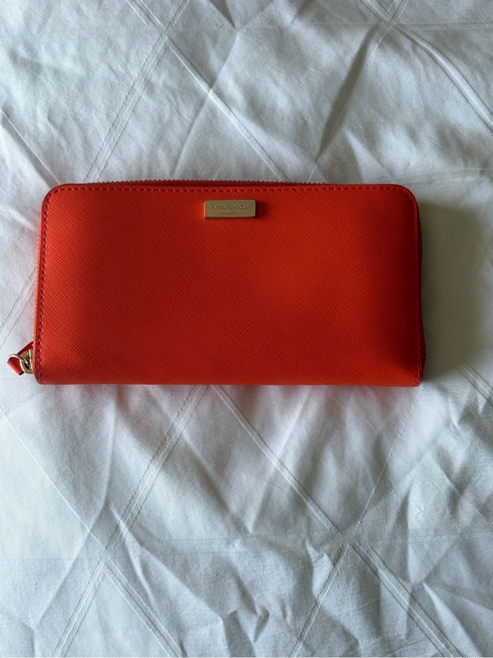 kate spade bright Orange Zip-Around Continental Wallet